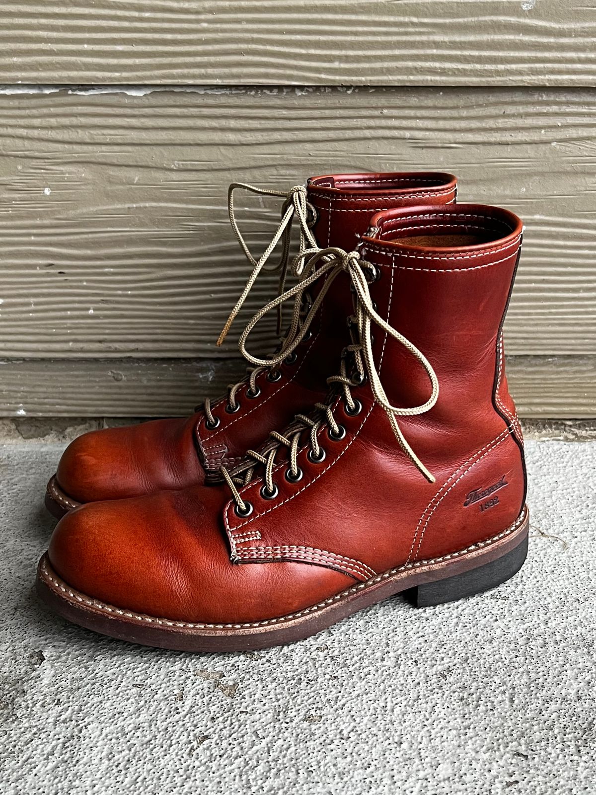 Photo by central209 on January 5, 2025 of the Thorogood 1892 Tomahawk Boot in Horween Cognac Chromexcel.
