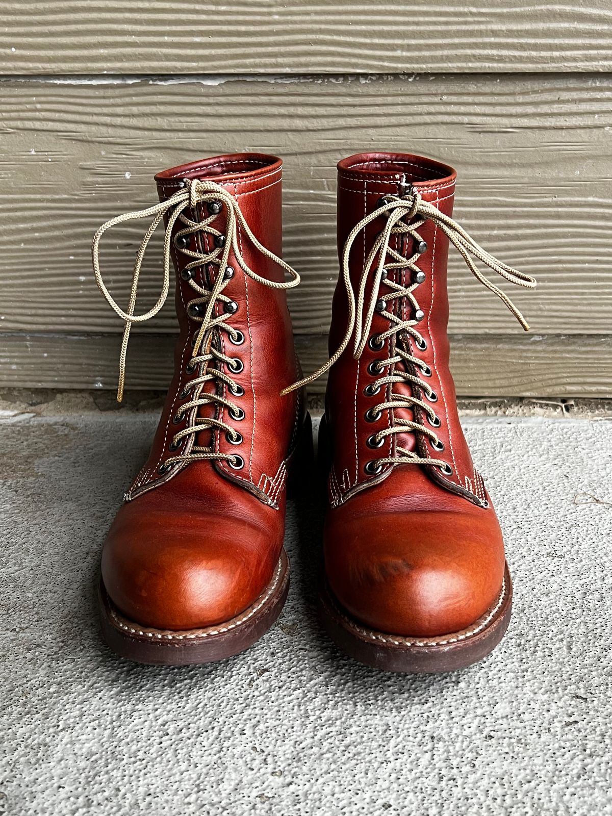 Photo by central209 on January 5, 2025 of the Thorogood 1892 Tomahawk Boot in Horween Cognac Chromexcel.
