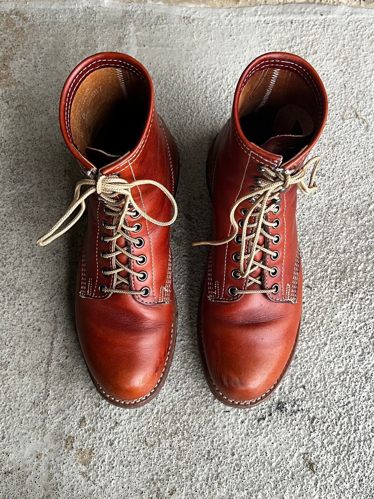 Photo by central209 on January 5, 2025 of the Thorogood 1892 Tomahawk Boot in Horween Cognac Chromexcel.