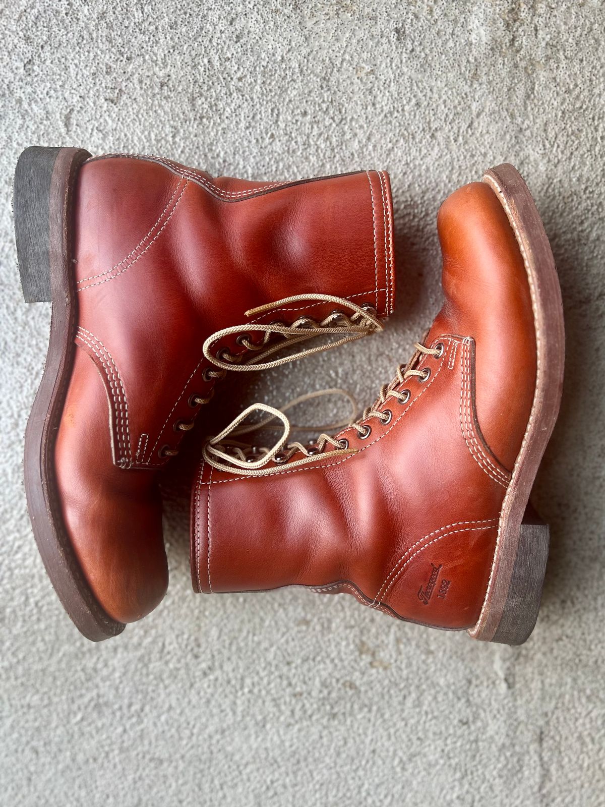 Photo by central209 on March 4, 2025 of the Thorogood 1892 Tomahawk Boot in Horween Cognac Chromexcel.