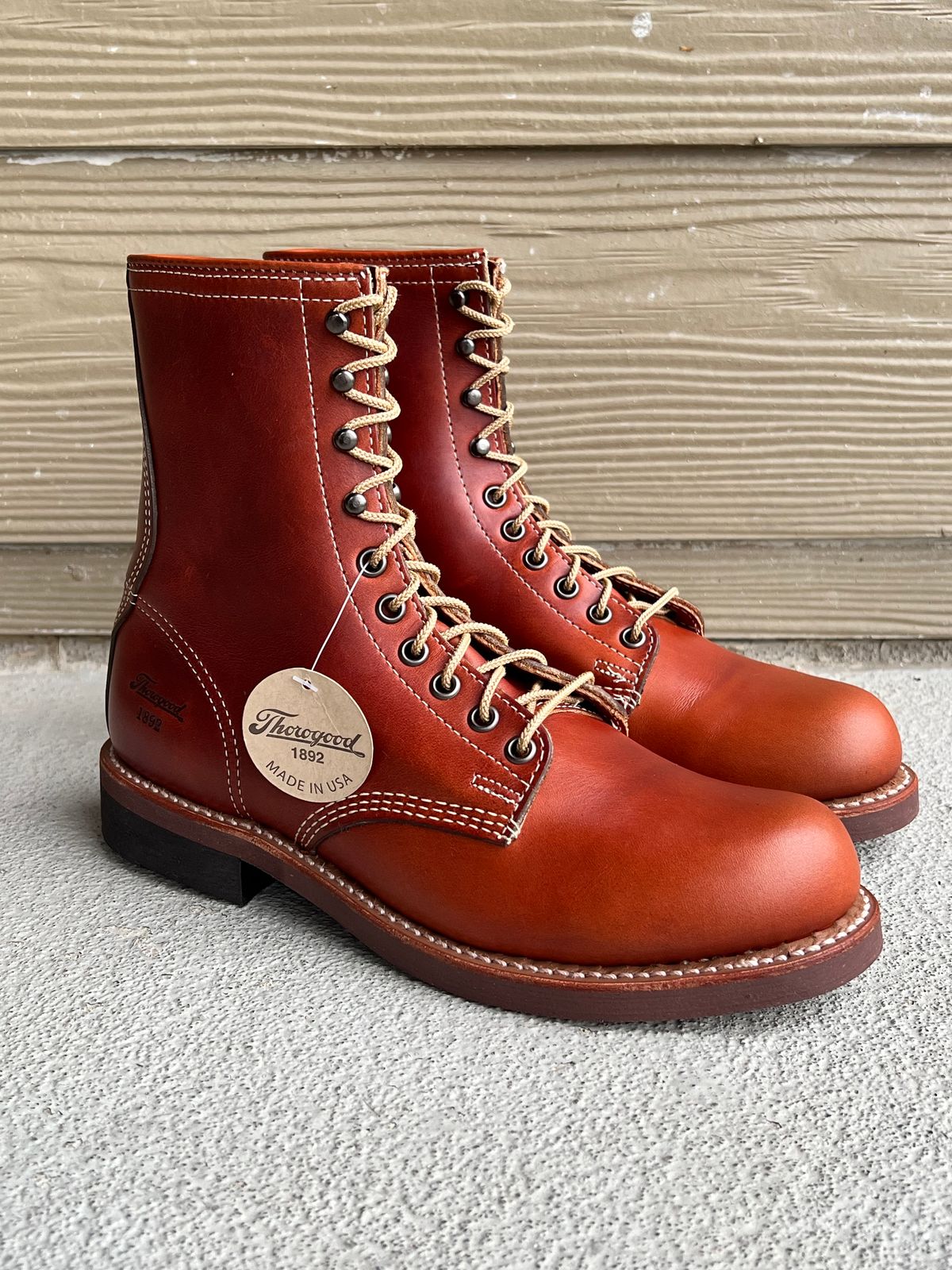 Photo by central209 on March 21, 2024 of the Thorogood 1892 Tomahawk Boot in Horween Cognac Chromexcel.