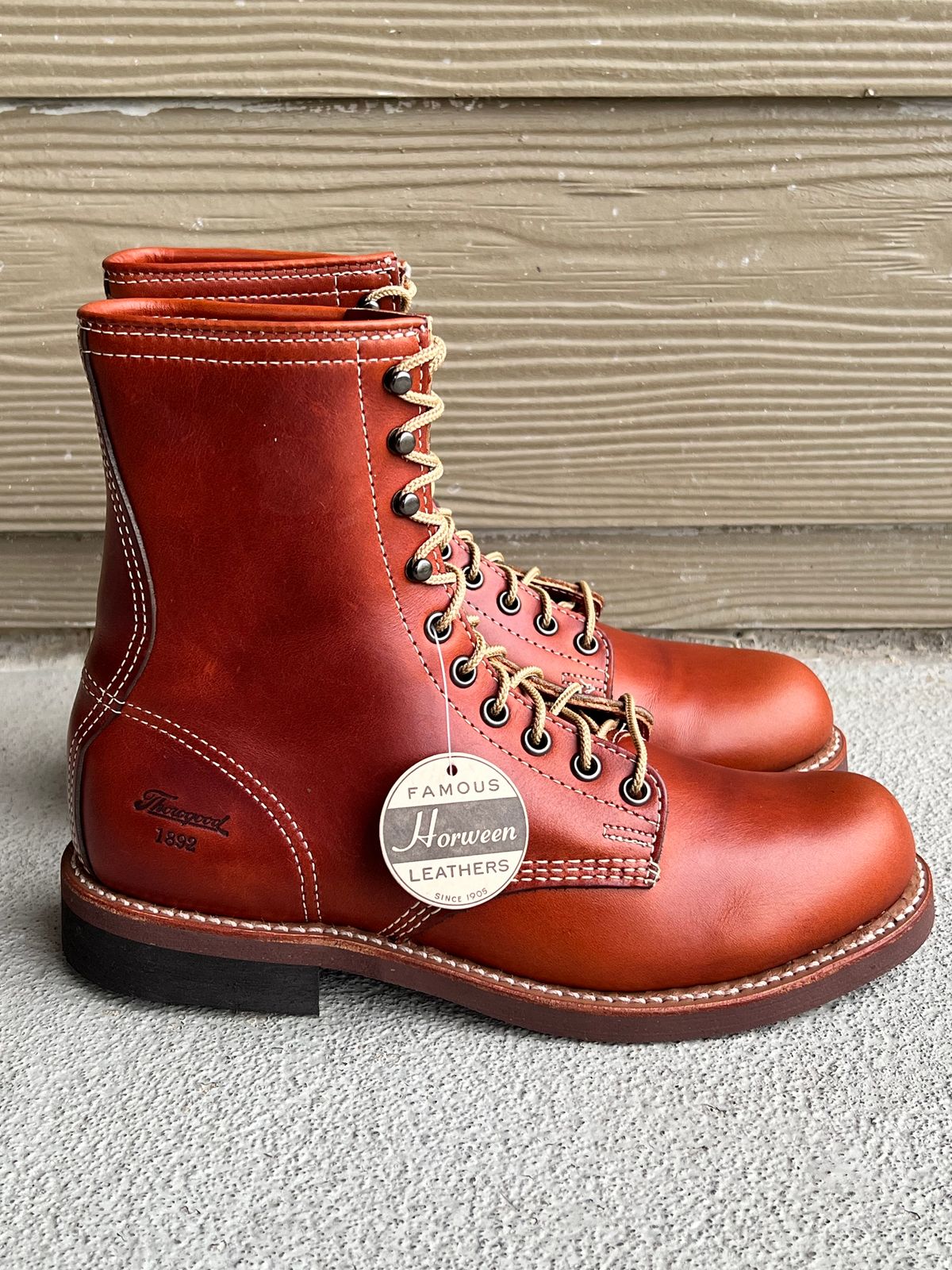 Photo by central209 on March 21, 2024 of the Thorogood 1892 Tomahawk Boot in Horween Cognac Chromexcel.