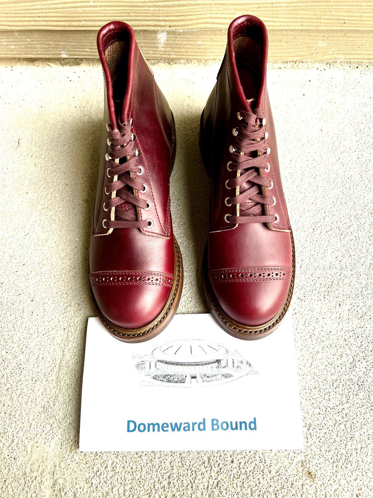 Photo by central209 on October 4, 2023 of the John Lofgren Combat Boots in Horween Burgundy Chromexcel.