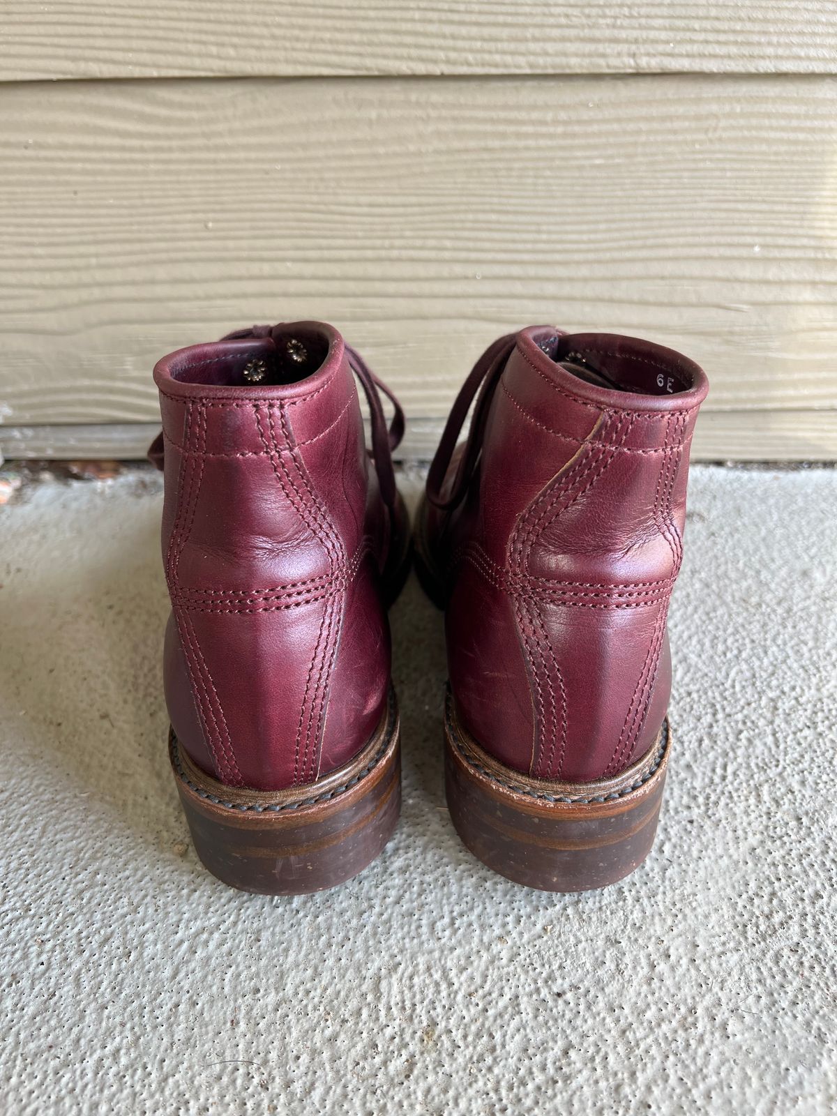 Photo by central209 on November 4, 2023 of the John Lofgren Combat Boots in Horween Burgundy Chromexcel.