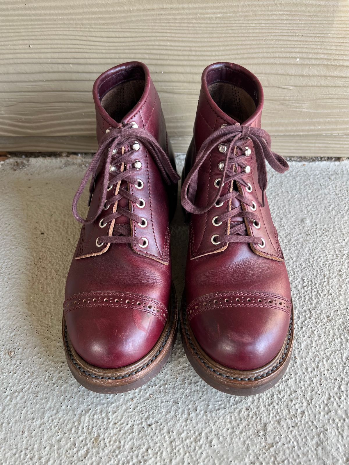 Photo by central209 on November 4, 2023 of the John Lofgren Combat Boots in Horween Burgundy Chromexcel.