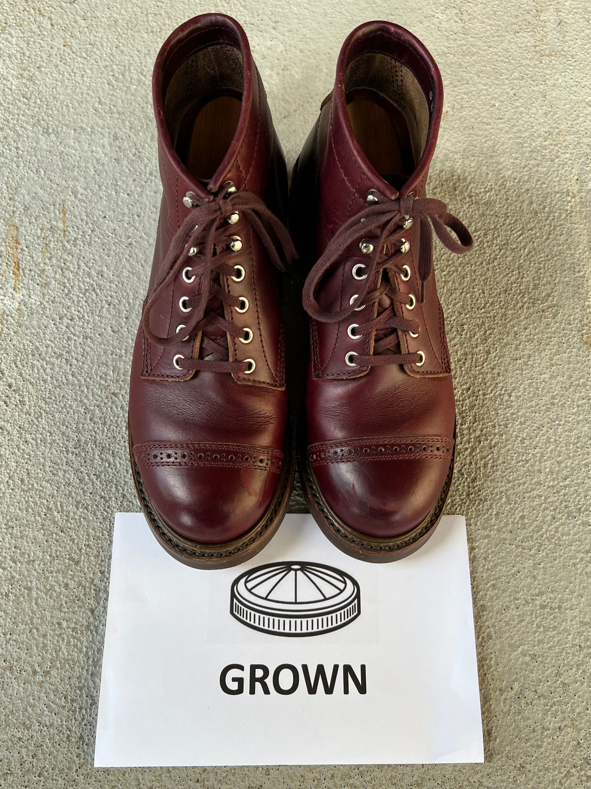 Photo by central209 on November 4, 2023 of the John Lofgren Combat Boots in Horween Burgundy Chromexcel.