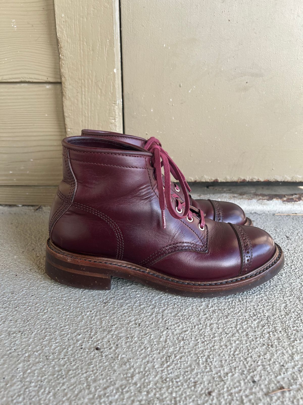 Photo by central209 on February 5, 2024 of the John Lofgren Combat Boots in Horween Burgundy Chromexcel.