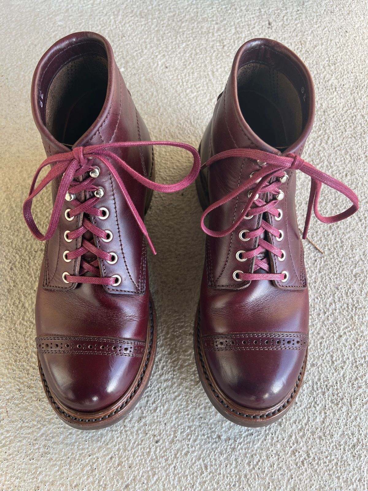Photo by central209 on February 5, 2024 of the John Lofgren Combat Boots in Horween Burgundy Chromexcel.