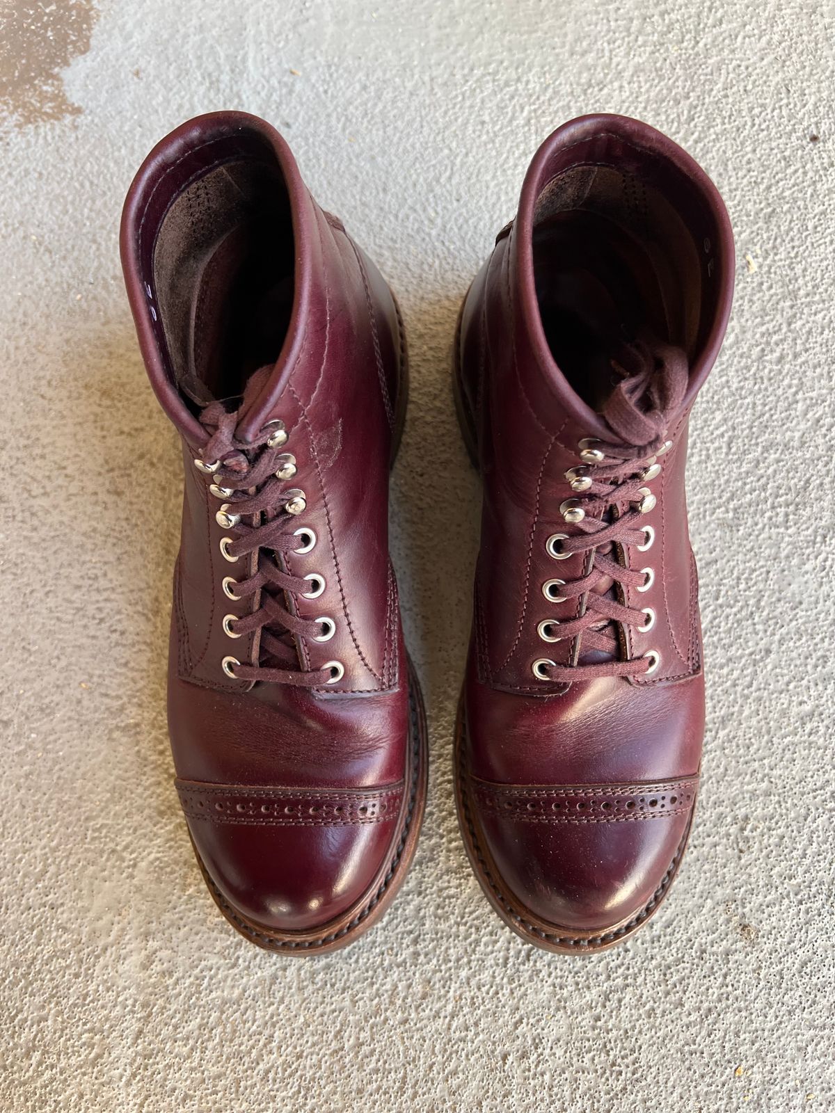 Photo by central209 on March 5, 2024 of the John Lofgren Combat Boots in Horween Burgundy Chromexcel.