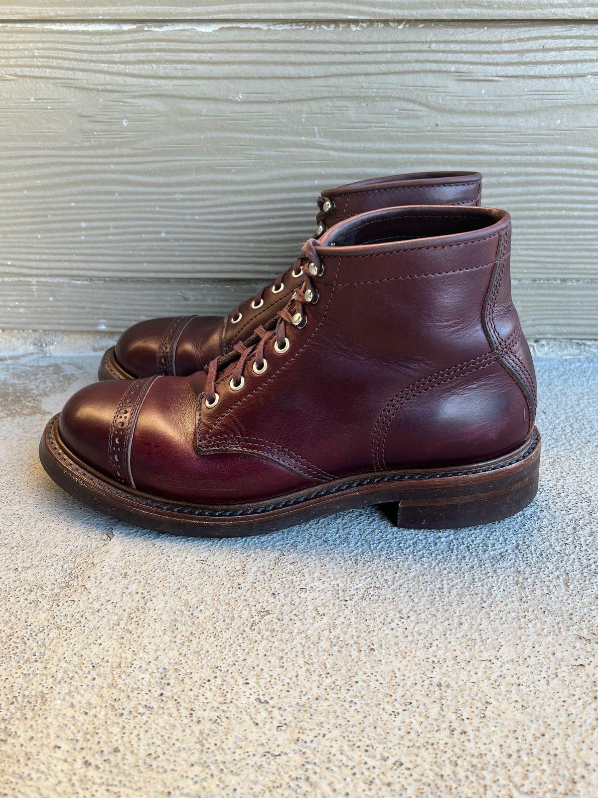 Photo by central209 on April 4, 2024 of the John Lofgren Combat Boots in Horween Burgundy Chromexcel.