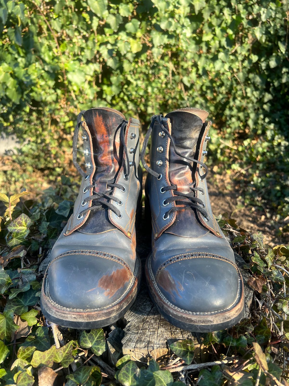 Photo by DalesLeatherworks on February 4, 2025 of the Iron Boots The Chosen One in Maryam Grigio Shell Cordovan.