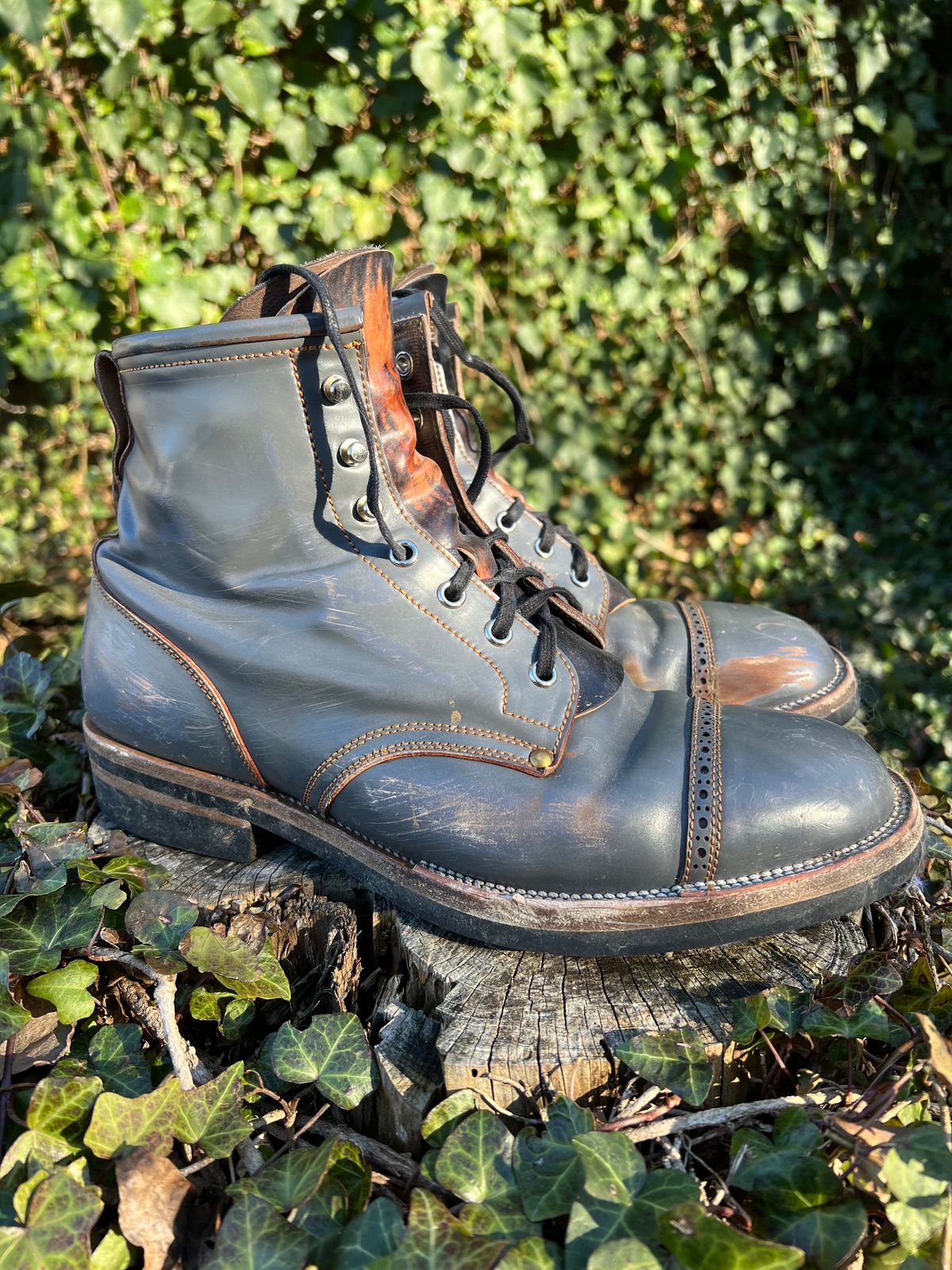 Photo by DalesLeatherworks on February 4, 2025 of the Iron Boots The Chosen One in Maryam Grigio Shell Cordovan.
