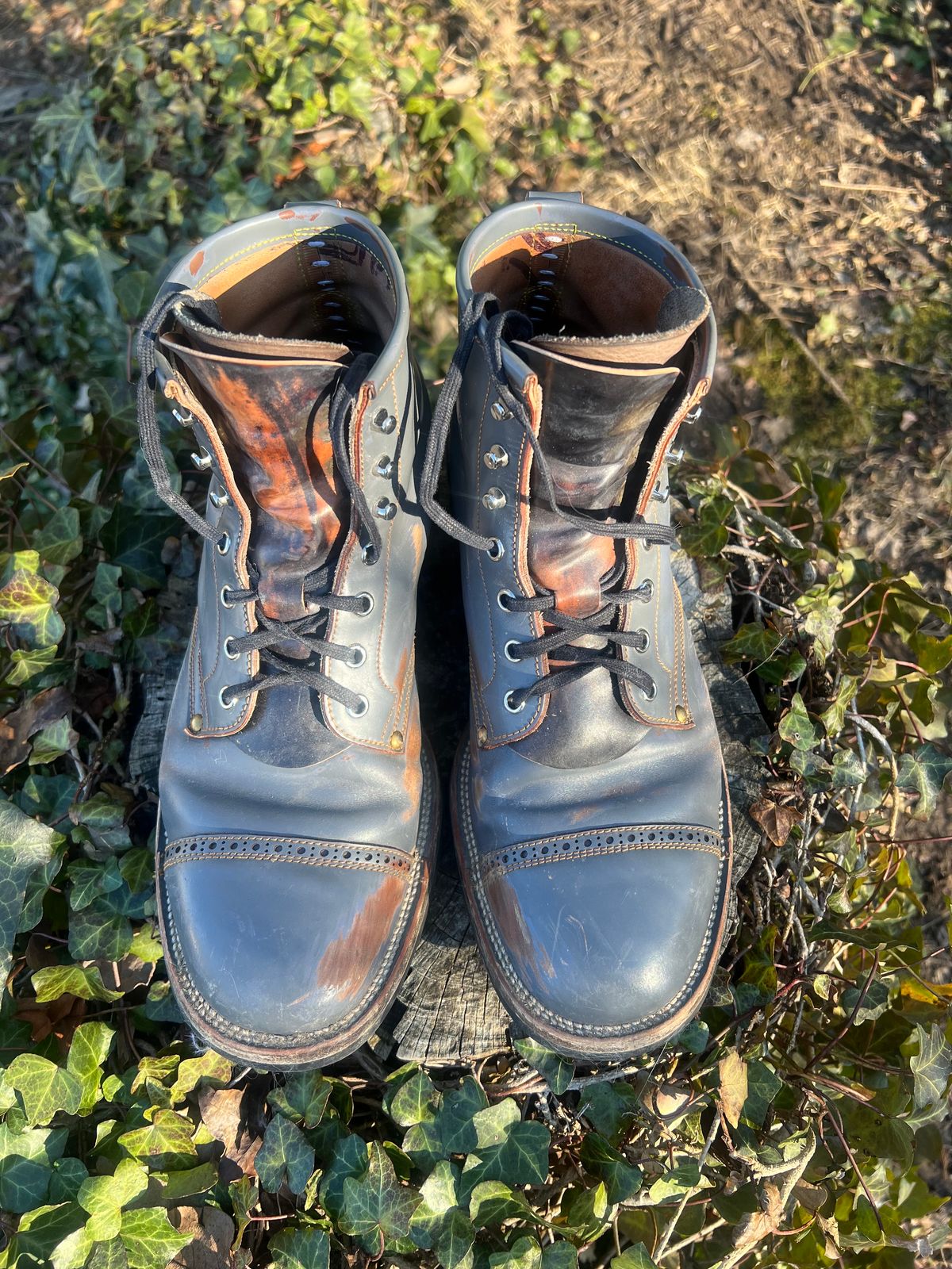 Photo by DalesLeatherworks on February 4, 2025 of the Iron Boots The Chosen One in Maryam Grigio Shell Cordovan.