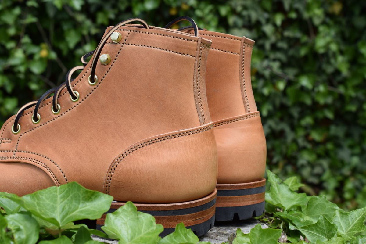 Photo by DalesLeatherworks on October 2, 2023 of the Truman Service Boot in Natural Horse Rump.