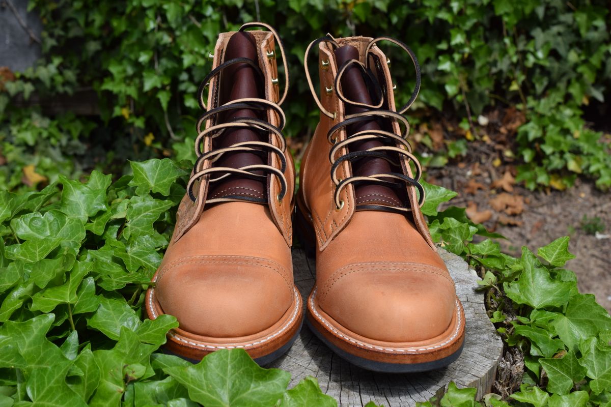 Photo by DalesLeatherworks on October 2, 2023 of the Truman Service Boot in Natural Horse Rump.