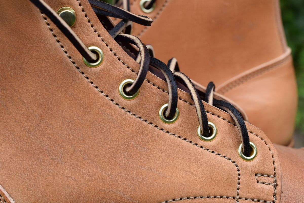 Photo by DalesLeatherworks on October 2, 2023 of the Truman Service Boot in Natural Horse Rump.