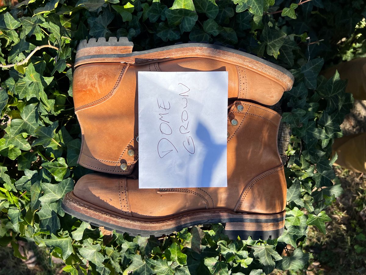 Photo by DalesLeatherworks on November 3, 2023 of the Truman Service Boot in Natural Horse Rump.