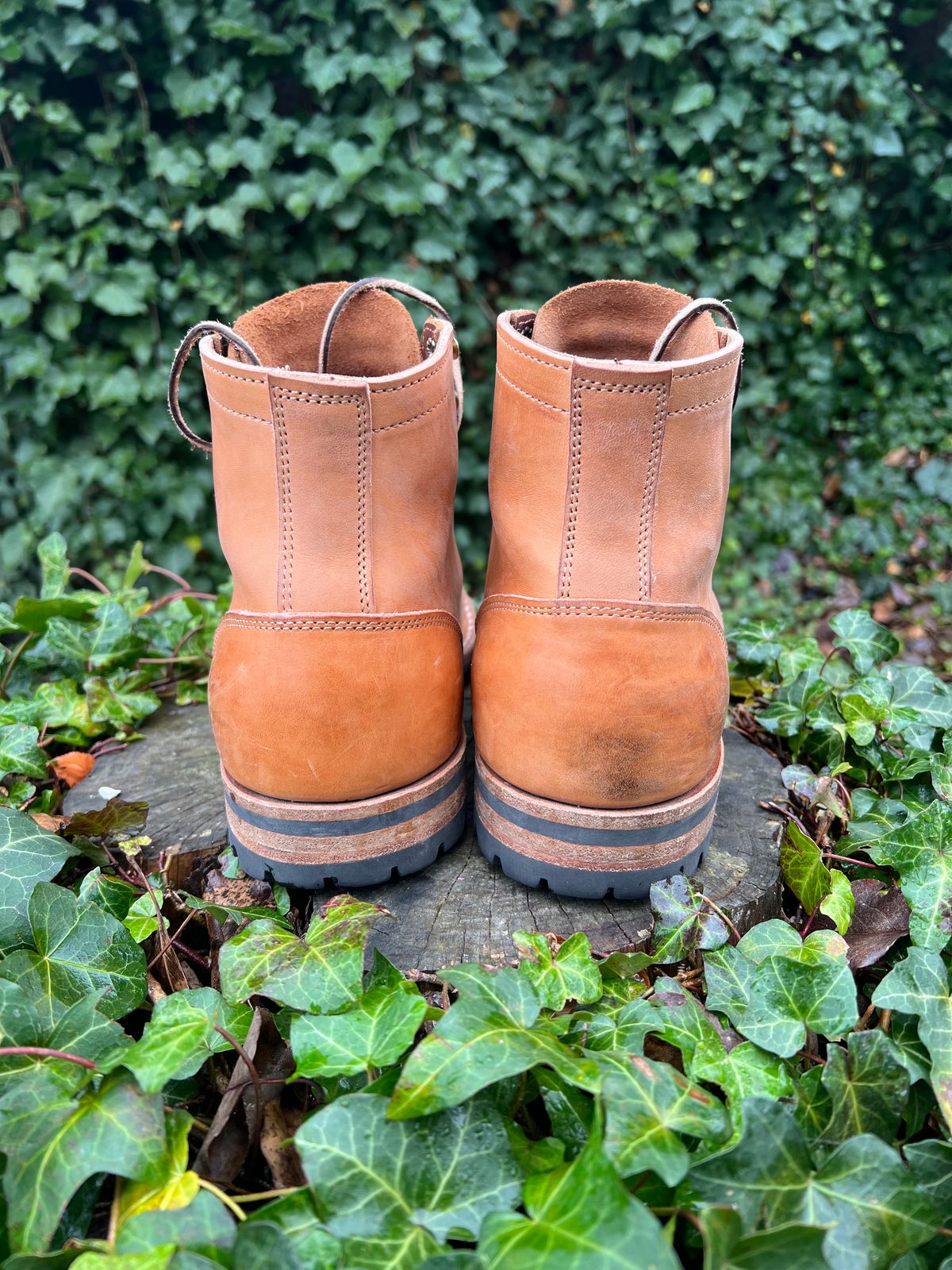 Photo by DalesLeatherworks on December 2, 2023 of the Truman Service Boot in Natural Horse Rump.