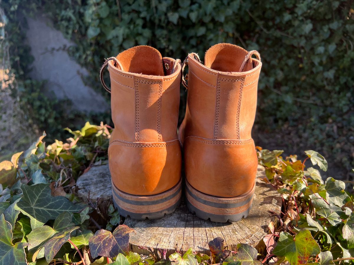 Photo by DalesLeatherworks on January 5, 2024 of the Truman Service Boot in Natural Horse Rump.