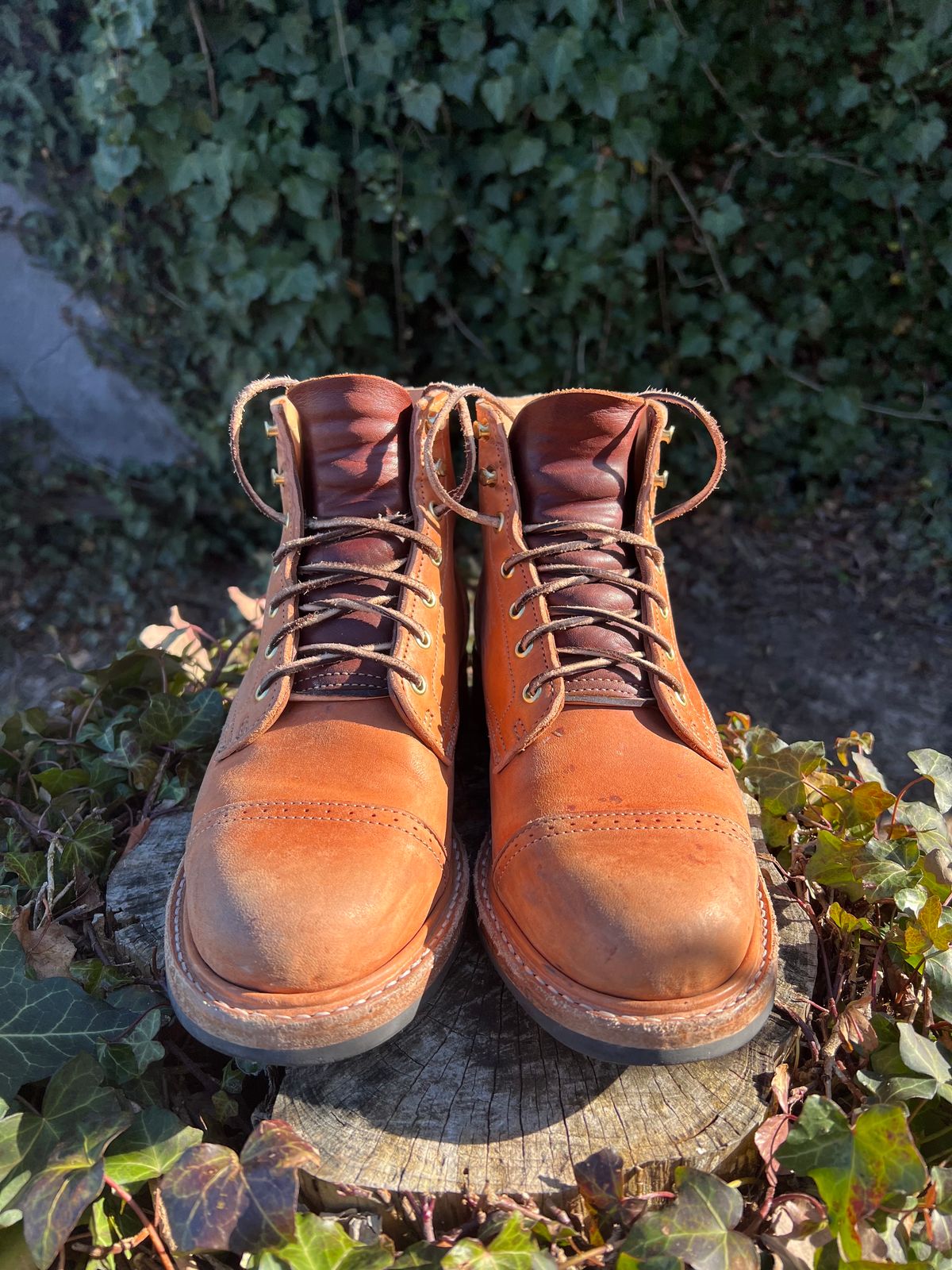 Photo by DalesLeatherworks on January 5, 2024 of the Truman Service Boot in Natural Horse Rump.