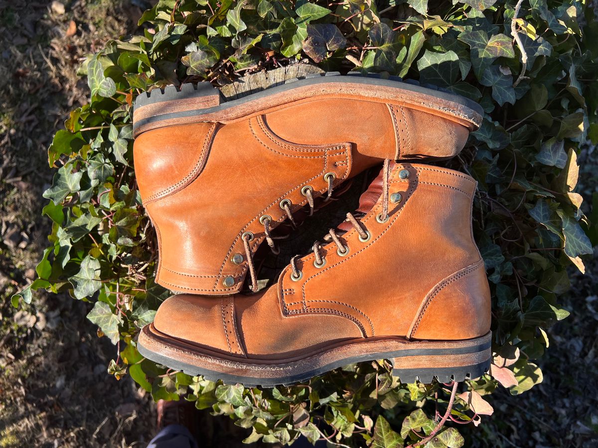 Photo by DalesLeatherworks on January 5, 2024 of the Truman Service Boot in Natural Horse Rump.