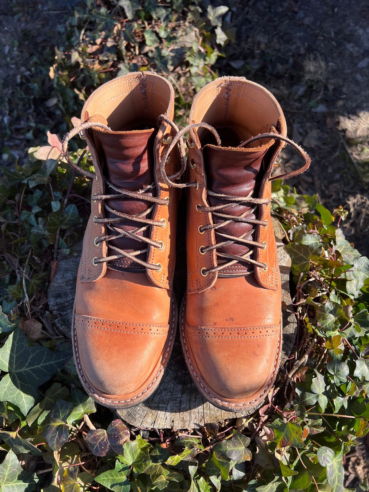 Photo by DalesLeatherworks on January 5, 2024 of the Truman Service Boot in Natural Horse Rump.