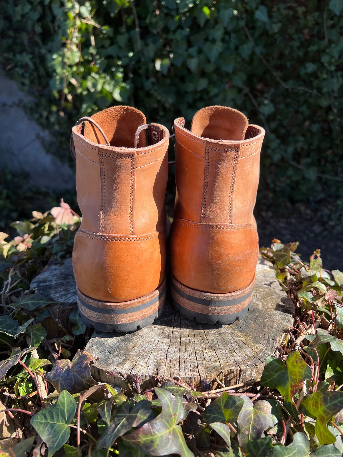Photo by DalesLeatherworks on February 3, 2024 of the Truman Service Boot in Natural Horse Rump.