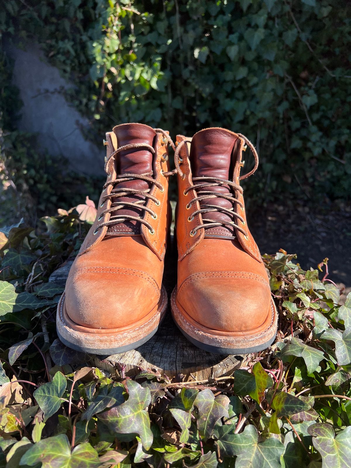 Photo by DalesLeatherworks on February 3, 2024 of the Truman Service Boot in Natural Horse Rump.
