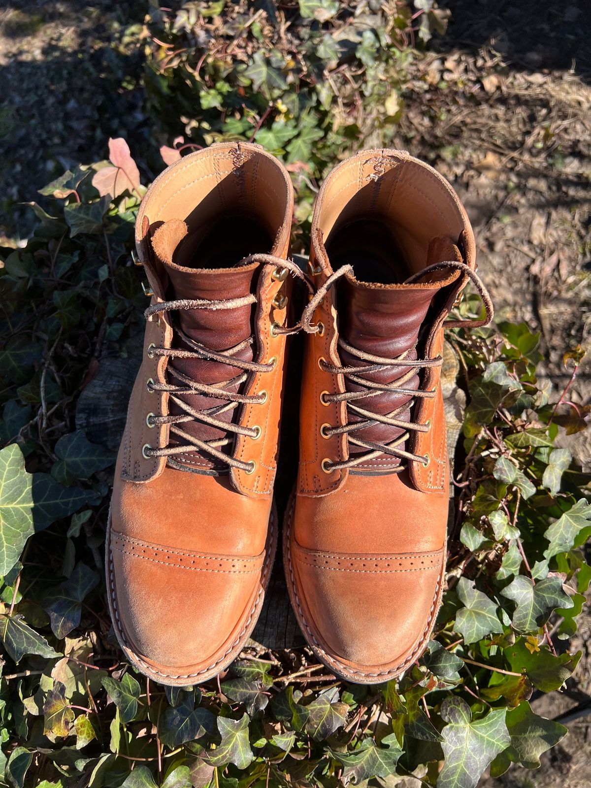 Photo by DalesLeatherworks on February 3, 2024 of the Truman Service Boot in Natural Horse Rump.