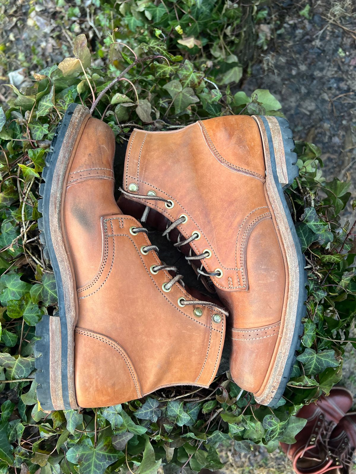 Photo by DalesLeatherworks on March 3, 2024 of the Truman Service Boot in Natural Horse Rump.