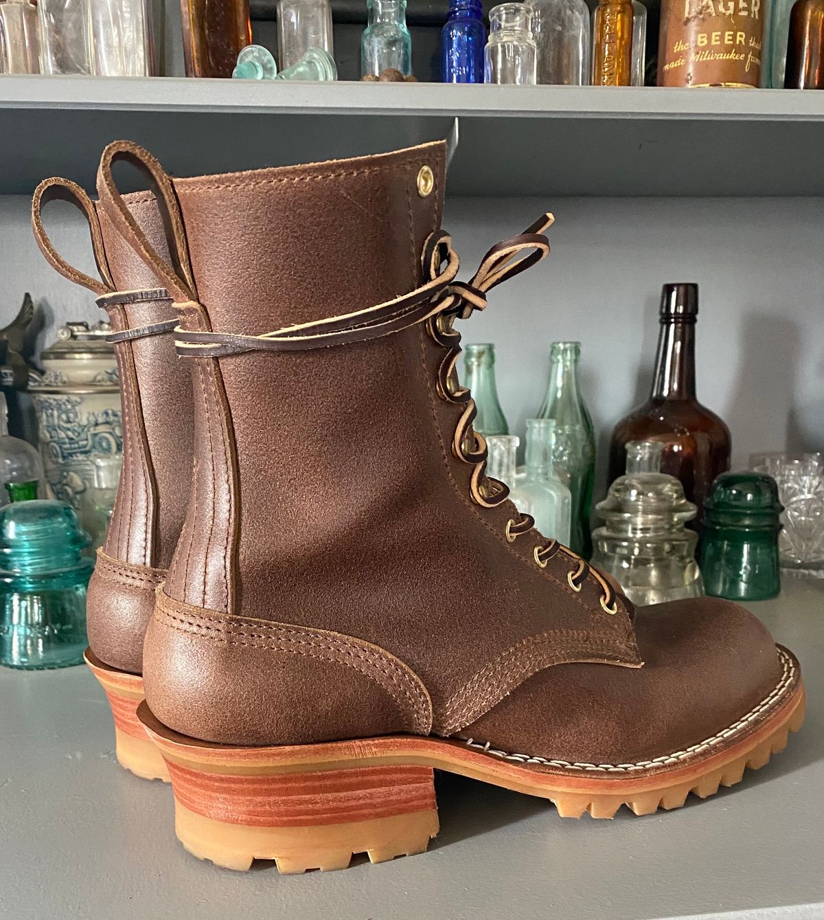 Photo by CJBennett411 on October 1, 2023 of the Nicks Unknown Model in Horween Brown Waxed Flesh.