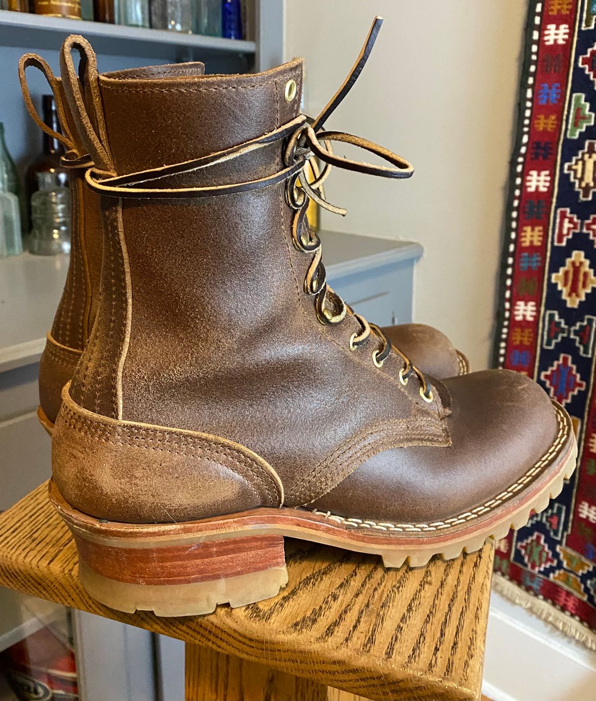 Photo by CJBennett411 on November 6, 2023 of the Nicks Unknown Model in Horween Brown Waxed Flesh.