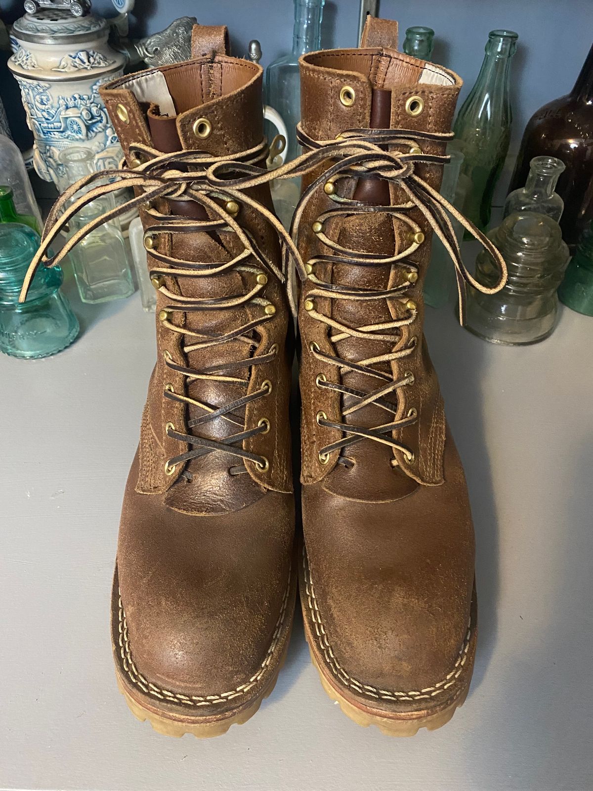 Photo by CJBennett411 on December 4, 2023 of the Nicks Unknown Model in Horween Brown Waxed Flesh.