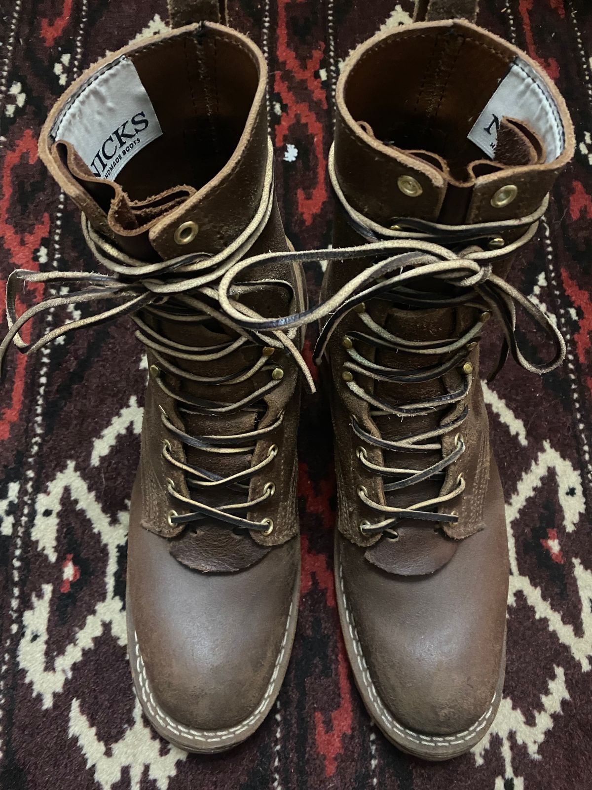 Photo by CJBennett411 on December 4, 2023 of the Nicks Unknown Model in Horween Brown Waxed Flesh.