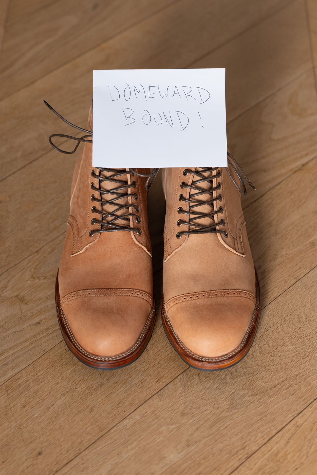 Photo by PatinaTurner on October 2, 2023 of the Viberg Service Boot BCT in Horween Natural Crust Double Cordovan.