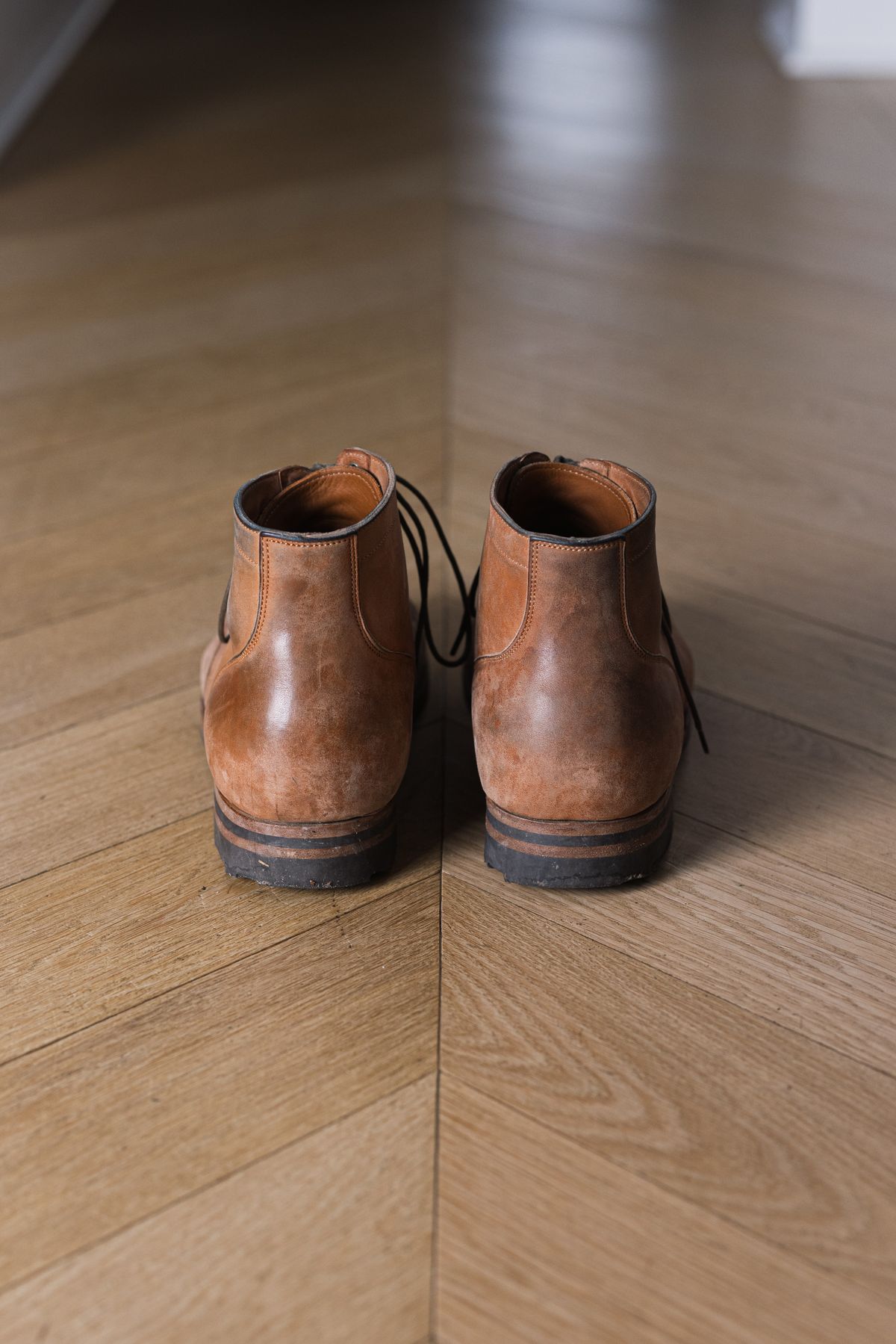 Photo by PatinaTurner on December 4, 2023 of the Viberg Service Boot BCT in Horween Natural Crust Double Cordovan.