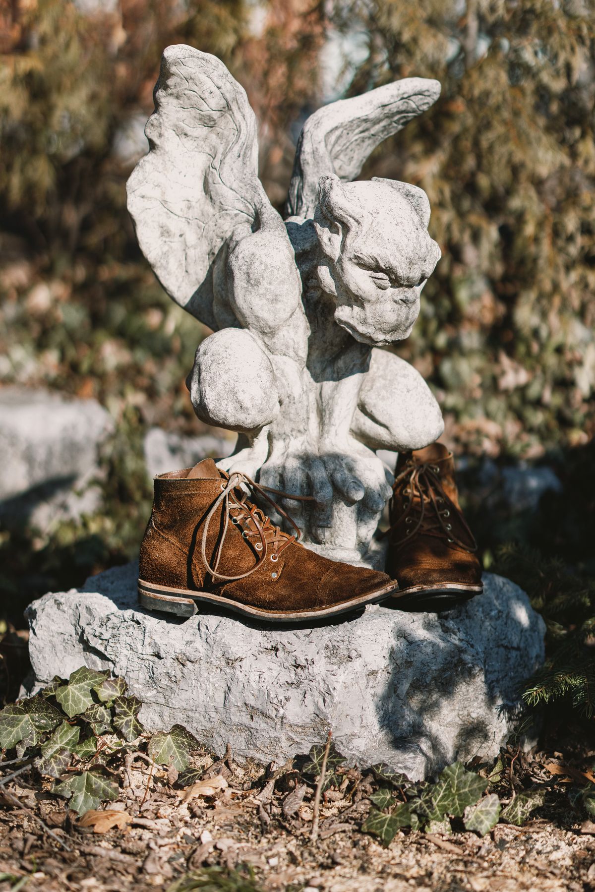 Photo by PatinaTurner on April 3, 2023 of the Viberg Service Boot PCT in Seidel Aged Bark Roughout.