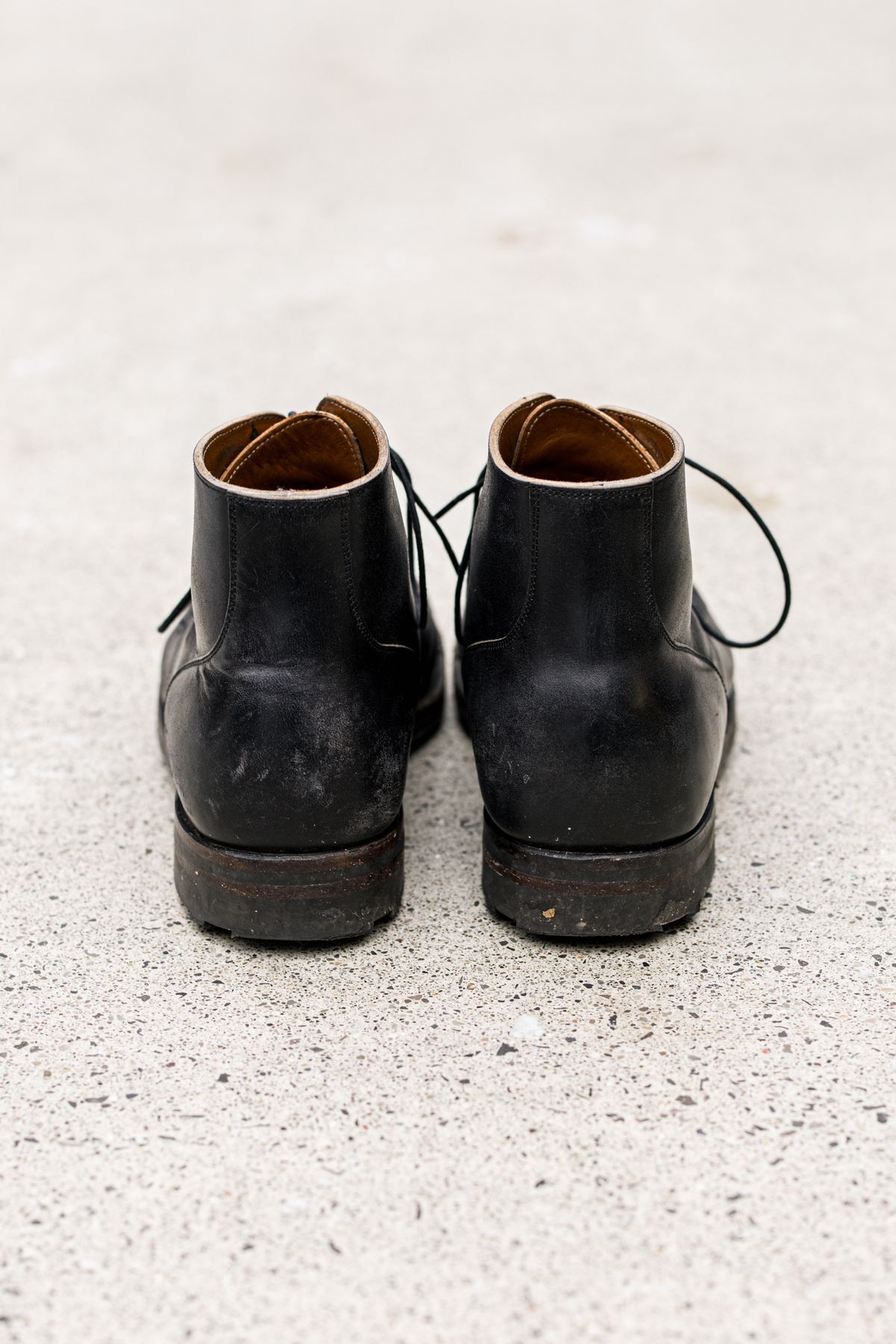 Photo by PatinaTurner on December 5, 2024 of the Viberg Service Boot BCT in Maryam Nero Horsebutt.