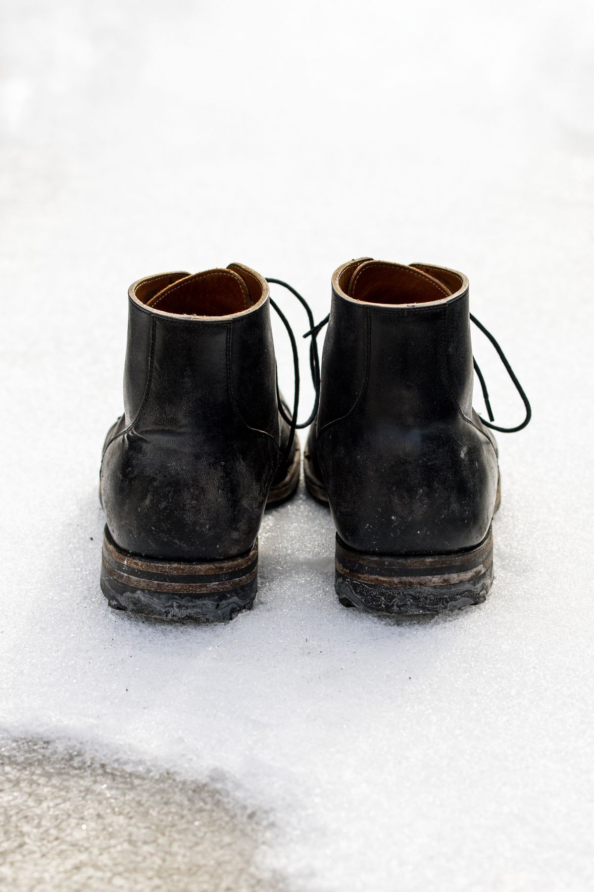 Photo by PatinaTurner on February 5, 2025 of the Viberg Service Boot BCT in Maryam Nero Horsebutt.