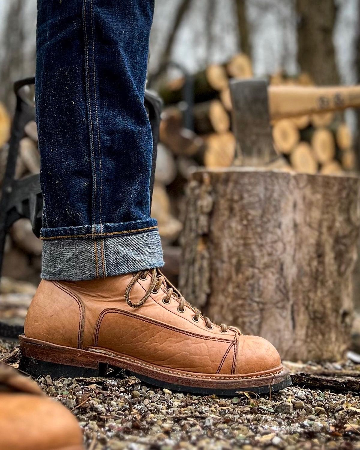 Photo by farmers_mums_ on December 19, 2022 of the Monroe 19916 Monkey Boot in Shinki Natural Oiled Horsebutt.