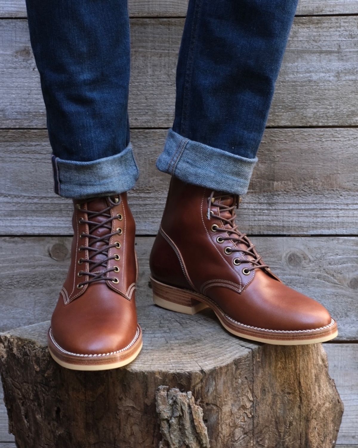 Photo by farmers_mums_ on October 2, 2023 of the Onderhoud SVC02 Packer Boot in Wickett & Craig Medium Brown Traditional Harness.