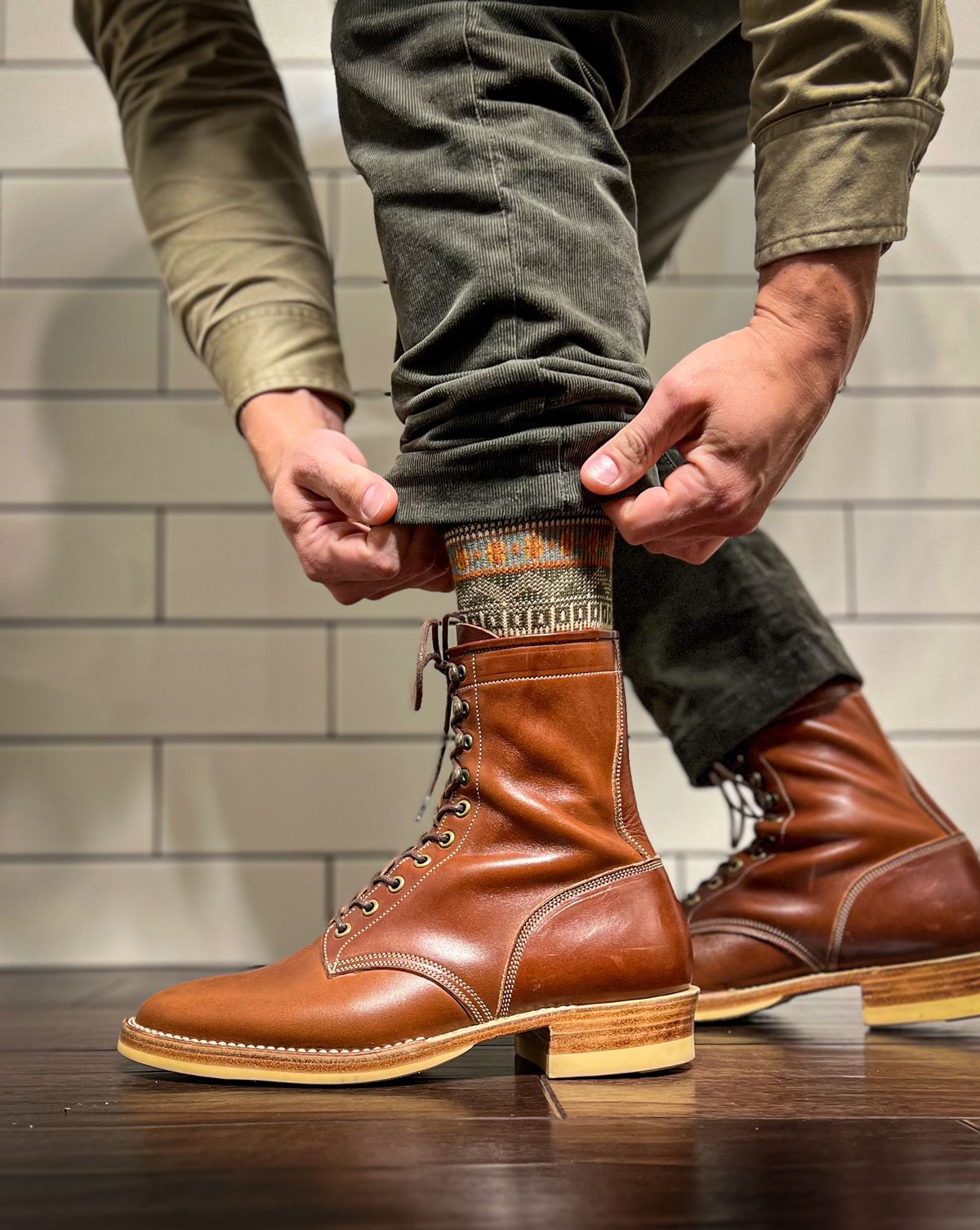Photo by farmers_mums_ on October 9, 2023 of the Onderhoud SVC02 Packer Boot in Wickett & Craig Medium Brown Traditional Harness.