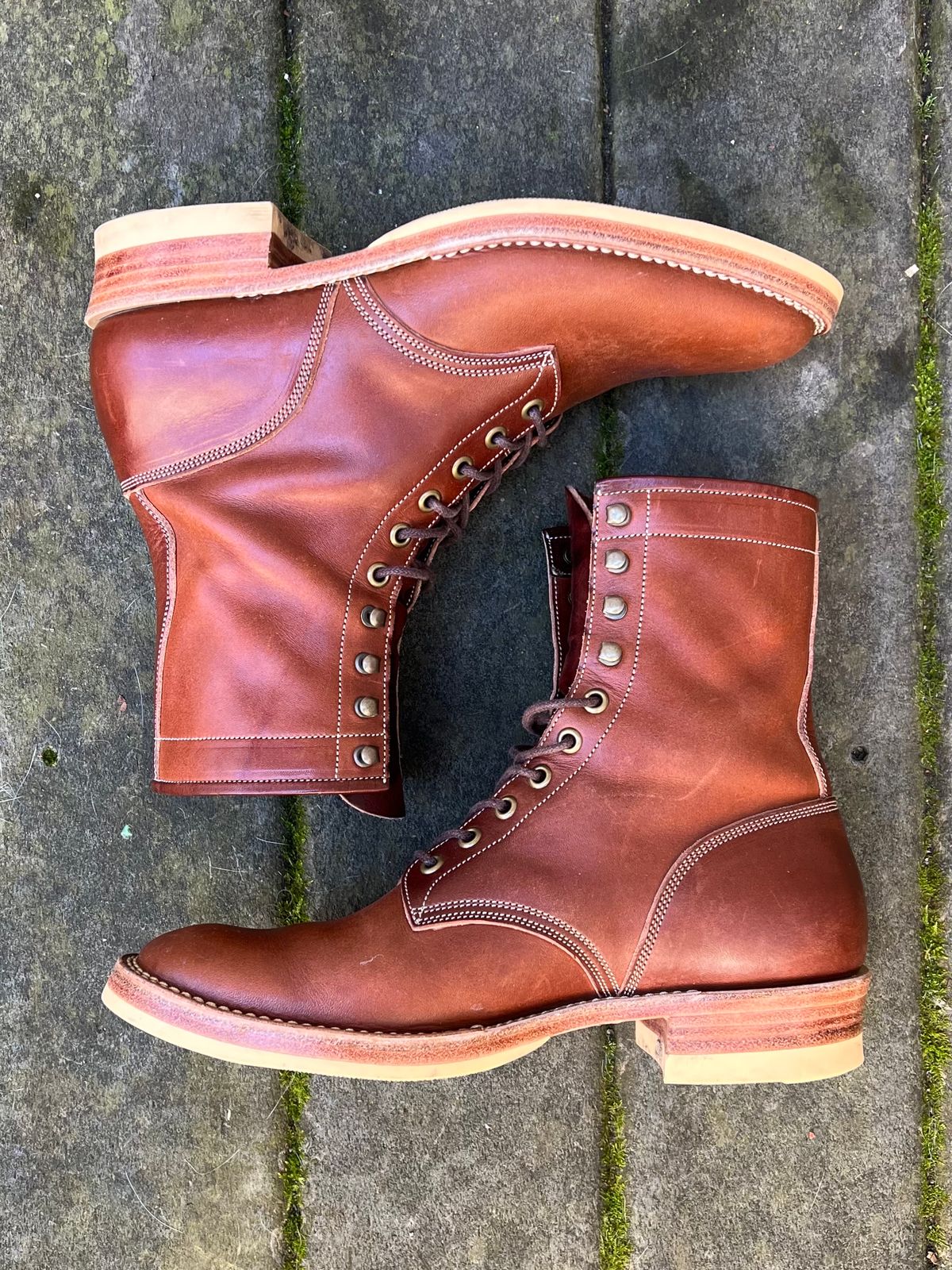 Photo by farmers_mums_ on November 6, 2023 of the Onderhoud SVC02 Packer Boot in Wickett & Craig Medium Brown Traditional Harness.