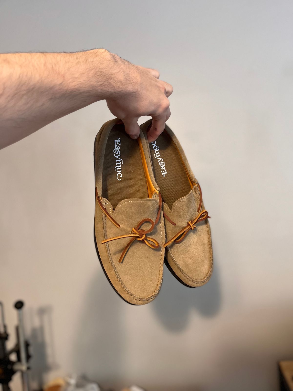 Photo by nfbootmaker on October 1, 2022 of the Easymoc Easymoc in Stone Suede.