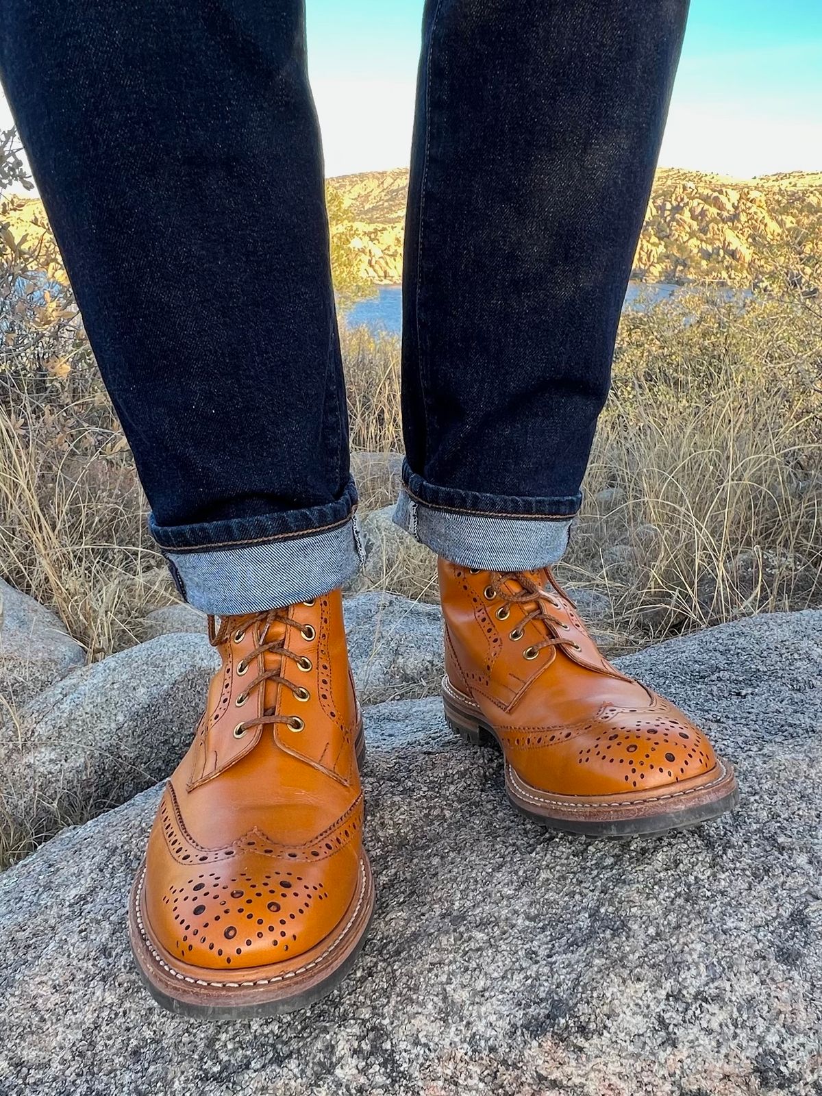 Photo by Mr_Fahrenheit451 on December 3, 2022 of the Tricker's Stow Country Boot in Acorn Antique.