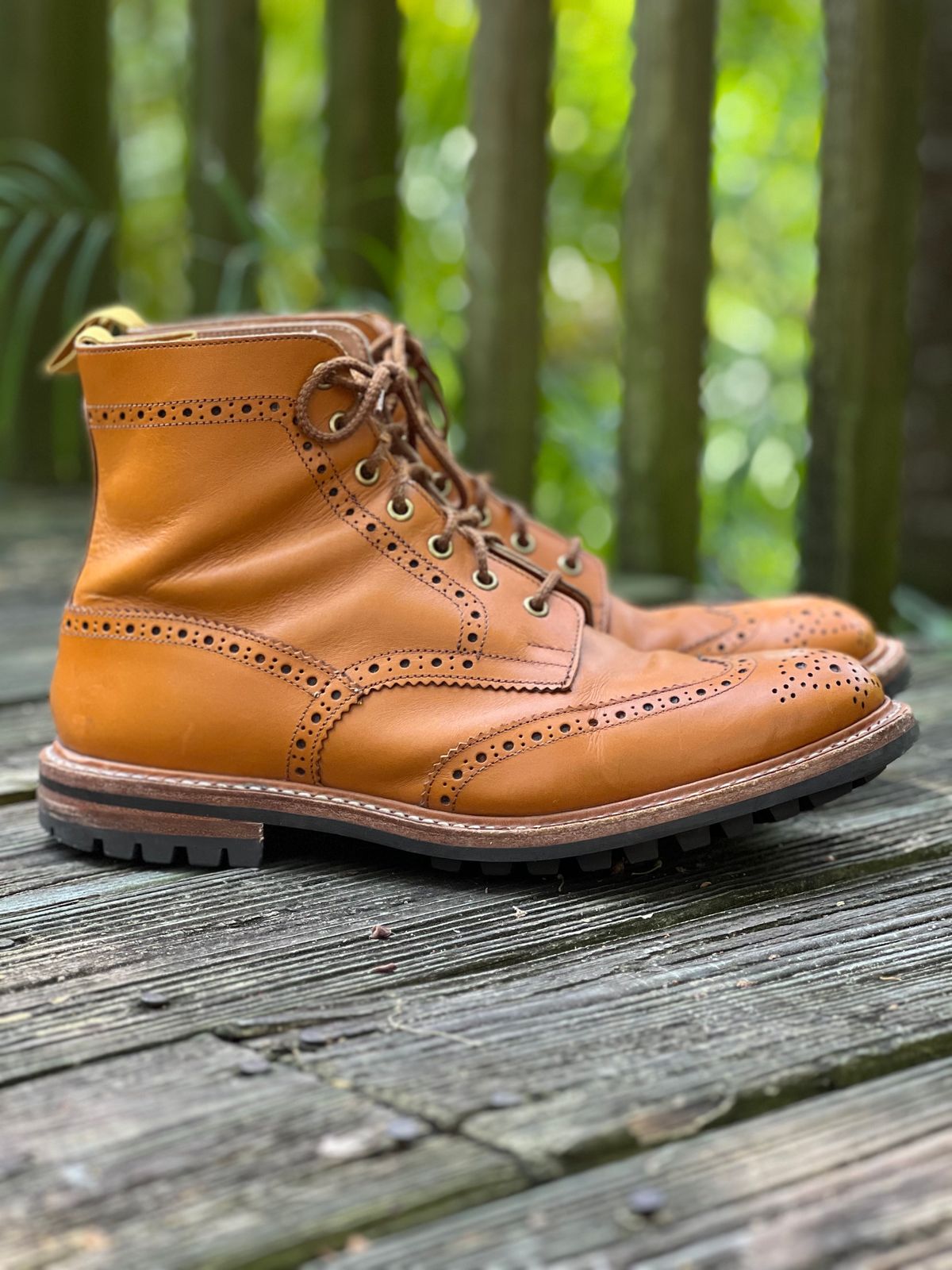 Photo by Mr_Fahrenheit451 on April 3, 2023 of the Tricker's Stow Country Boot in Acorn Antique.