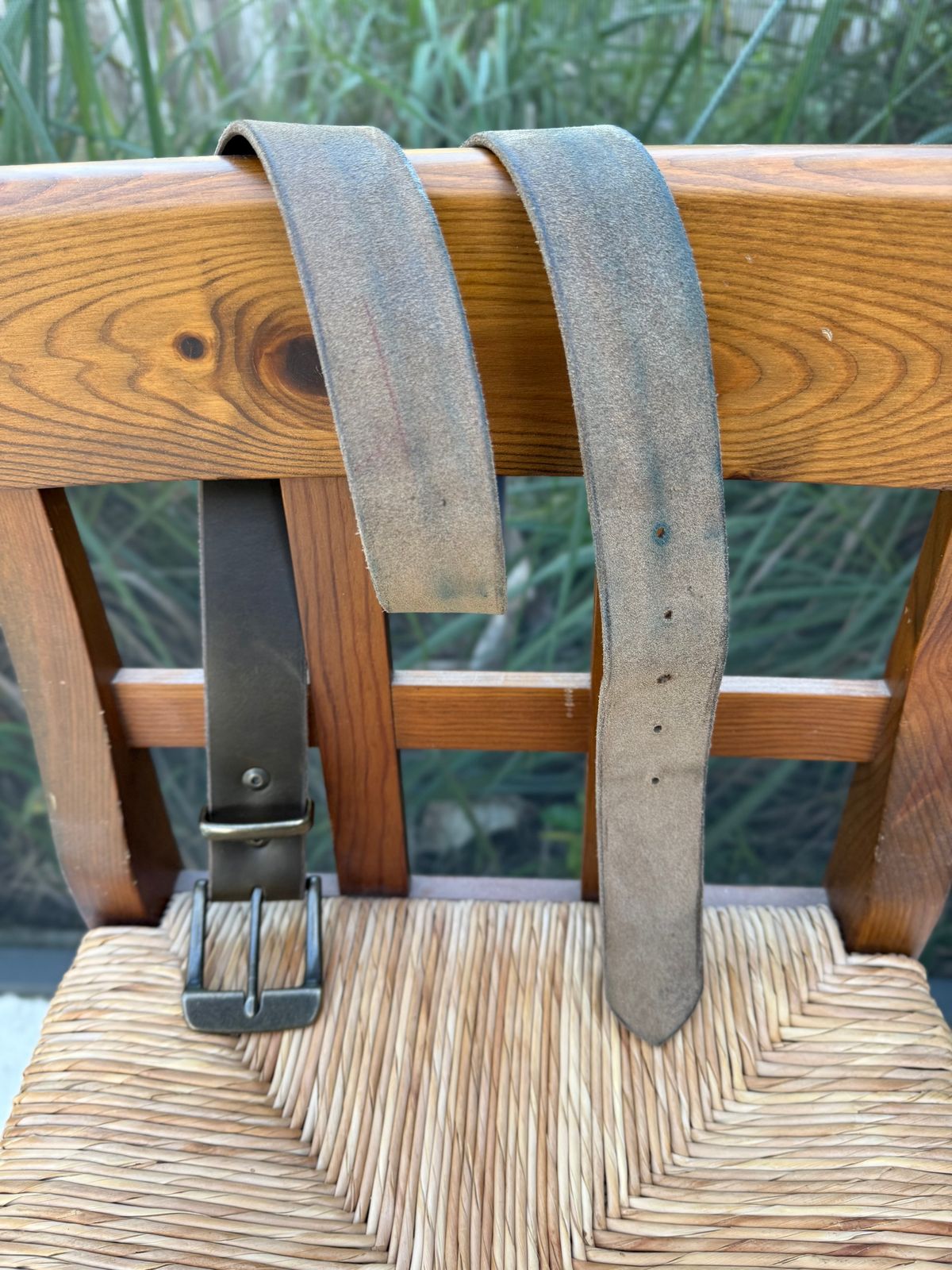 Photo by Mr_Fahrenheit451 on November 5, 2025 of the Self-Made Belt in Horween Dark Olive Chromexcel.