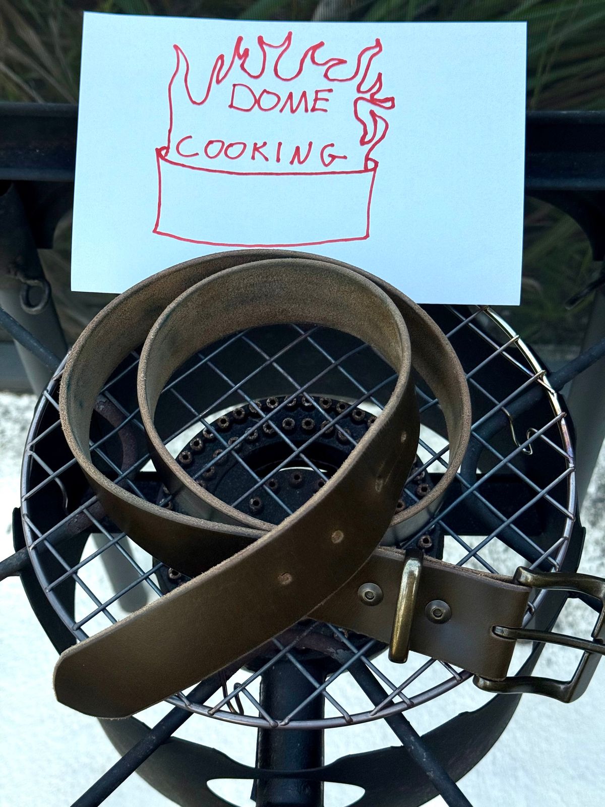 Photo by Mr_Fahrenheit451 on November 5, 2025 of the Self-Made Belt in Horween Dark Olive Chromexcel.