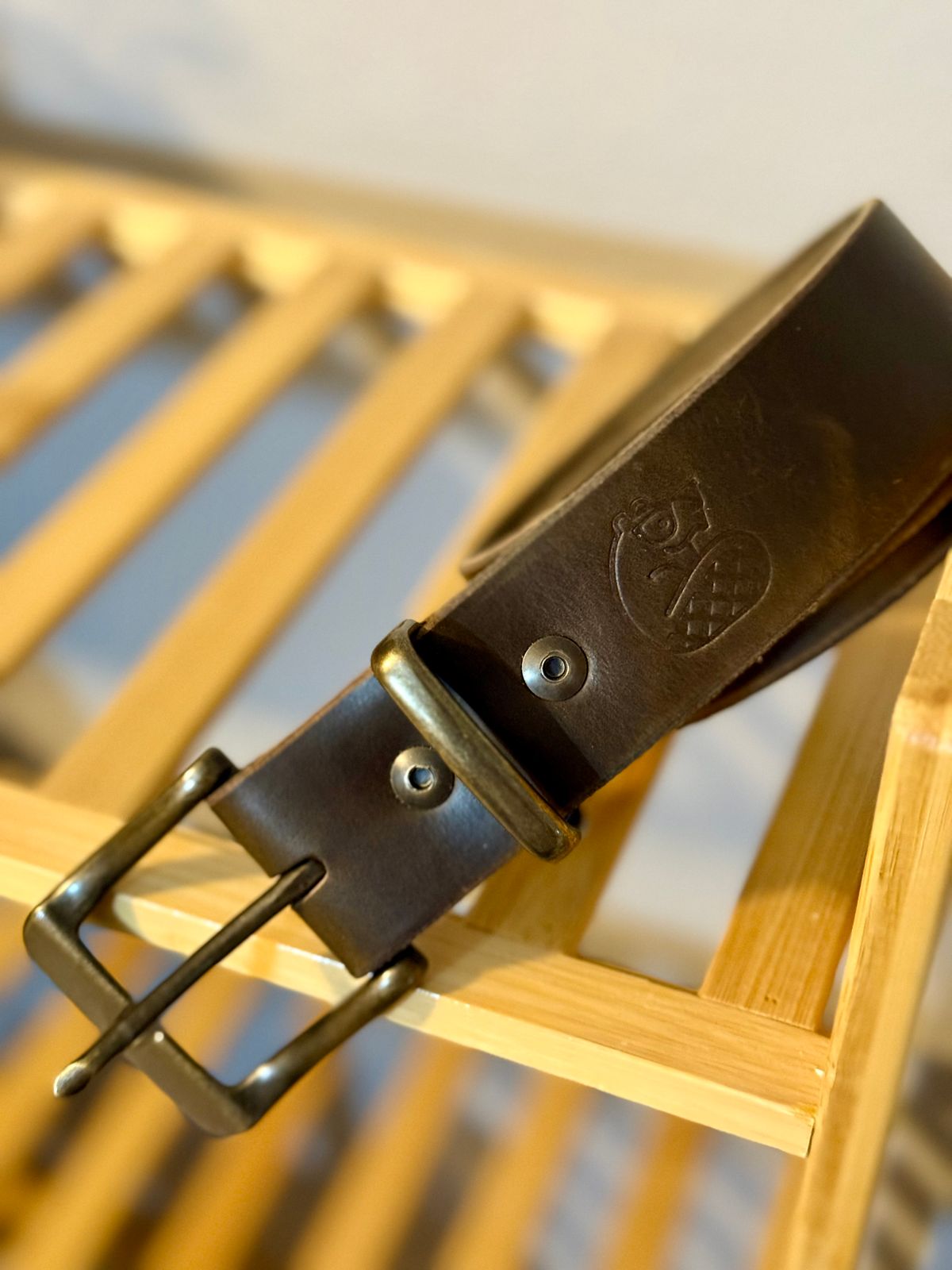 Photo by Mr_Fahrenheit451 on January 5, 2026 of the Self-Made Belt in Horween Dark Olive Chromexcel.