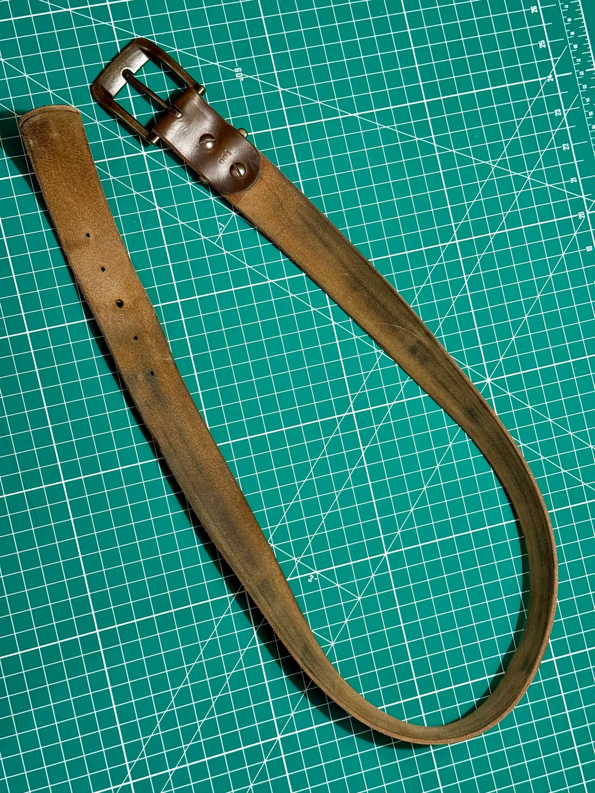 Photo by Mr_Fahrenheit451 on February 6, 2026 of the Self-Made Belt in Horween Dark Olive Chromexcel.